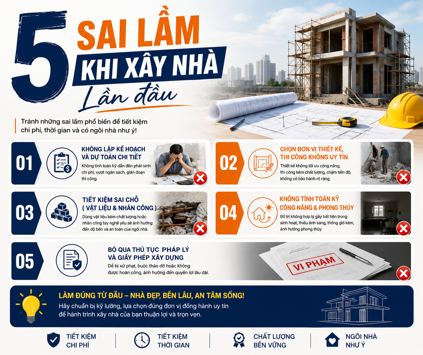 5 sai lầm lần đầu làm nhà thường mắc phải