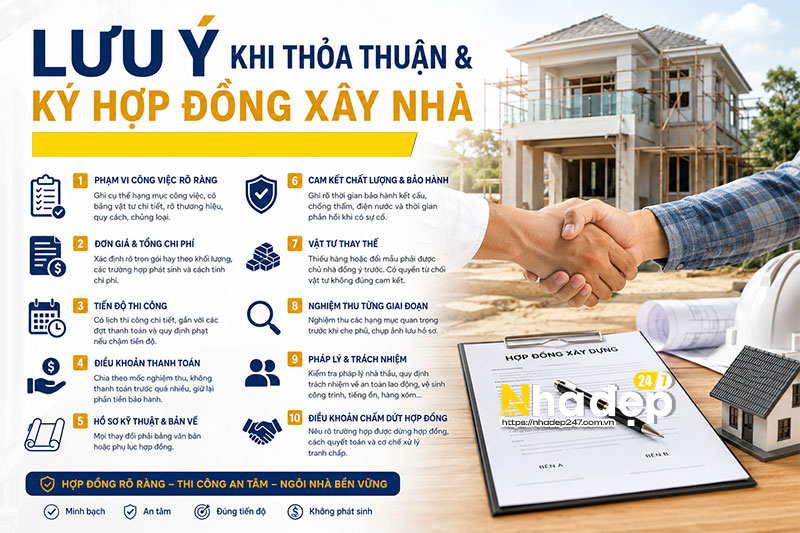 10 Lưu ý khi thỏa thuận & ký hợp đồng xây nhà