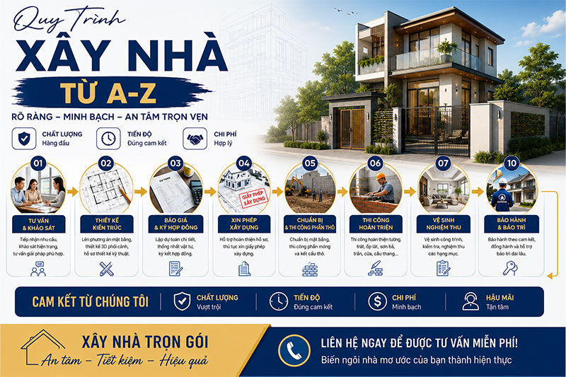 Quy Trình Xây Nhà Từ A-Z - Chi Tiết Các Bước Để Có Ngôi Nhà Hoàn Hảo