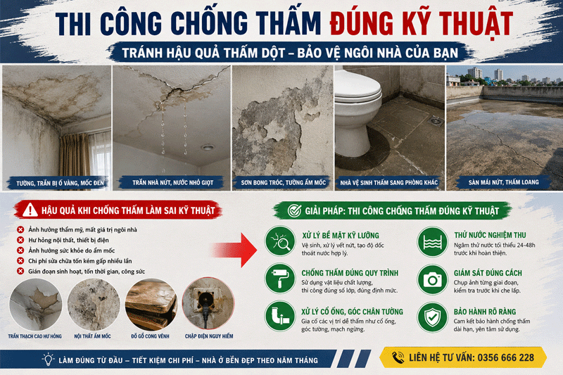 Thi Công Chống Thấm Đúng Kỹ Thuật