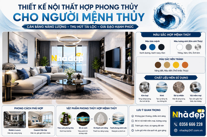 Thiết Kế Nội Thất Hợp Phong Thủy Cho Người Mệnh Thủy