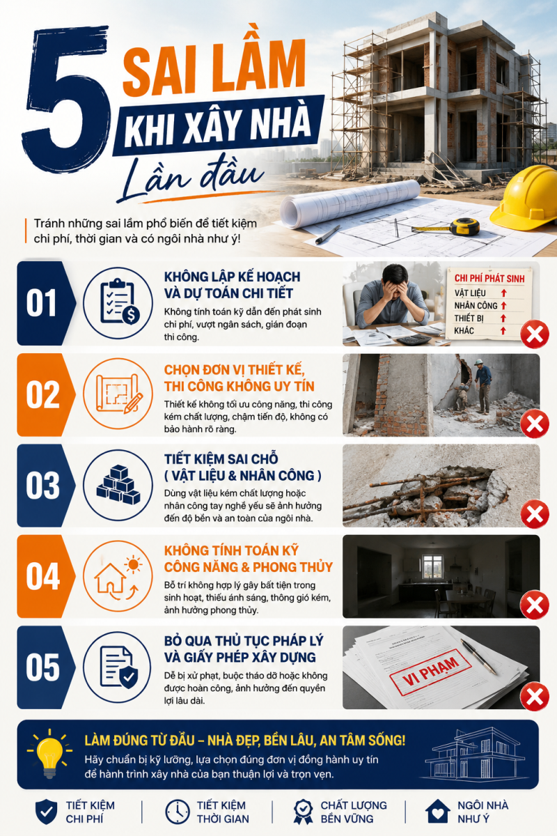 5 sai lầm lần đầu làm nhà