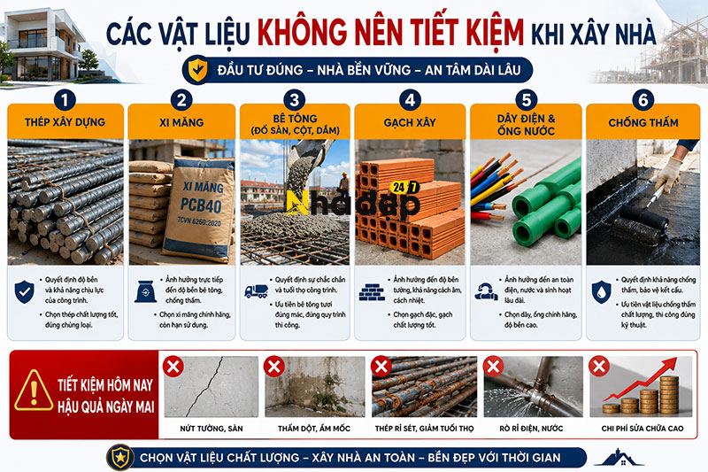 Các vật liệu không nên tiết kiệm