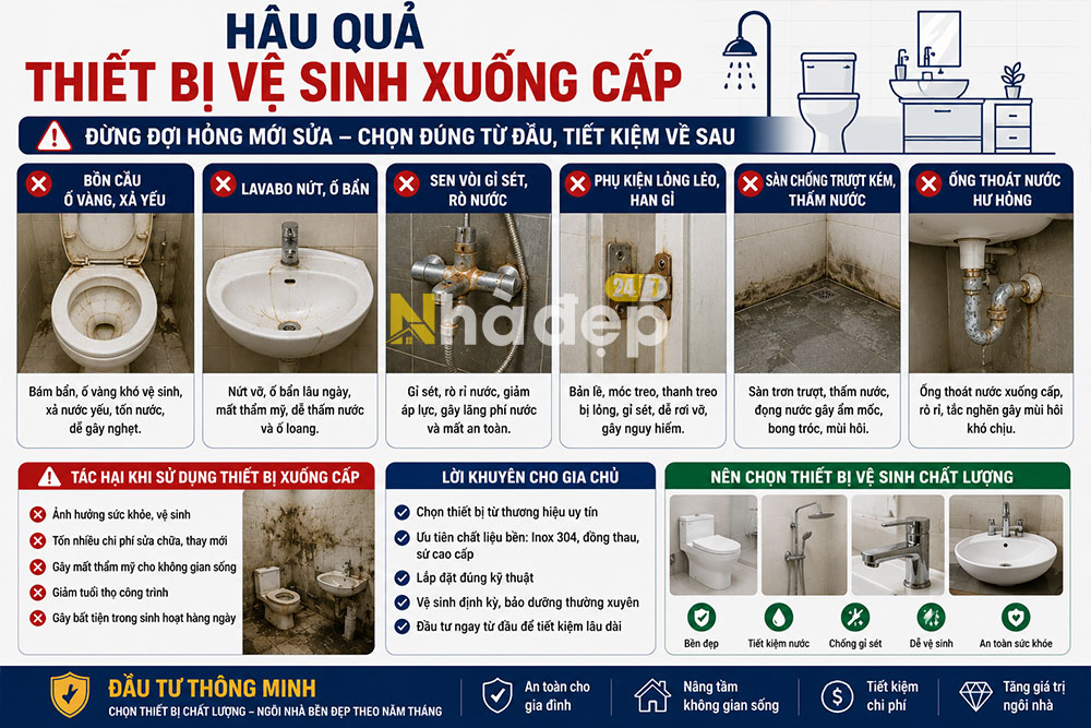 Hậu quả của việc lựa chọn thiết bị vệ sinh chất lượng kém