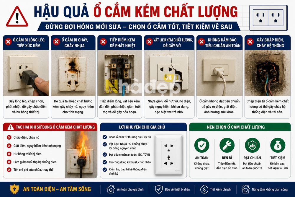 Hậu quả của việc sử dụng ổ cắm kém chất lượng