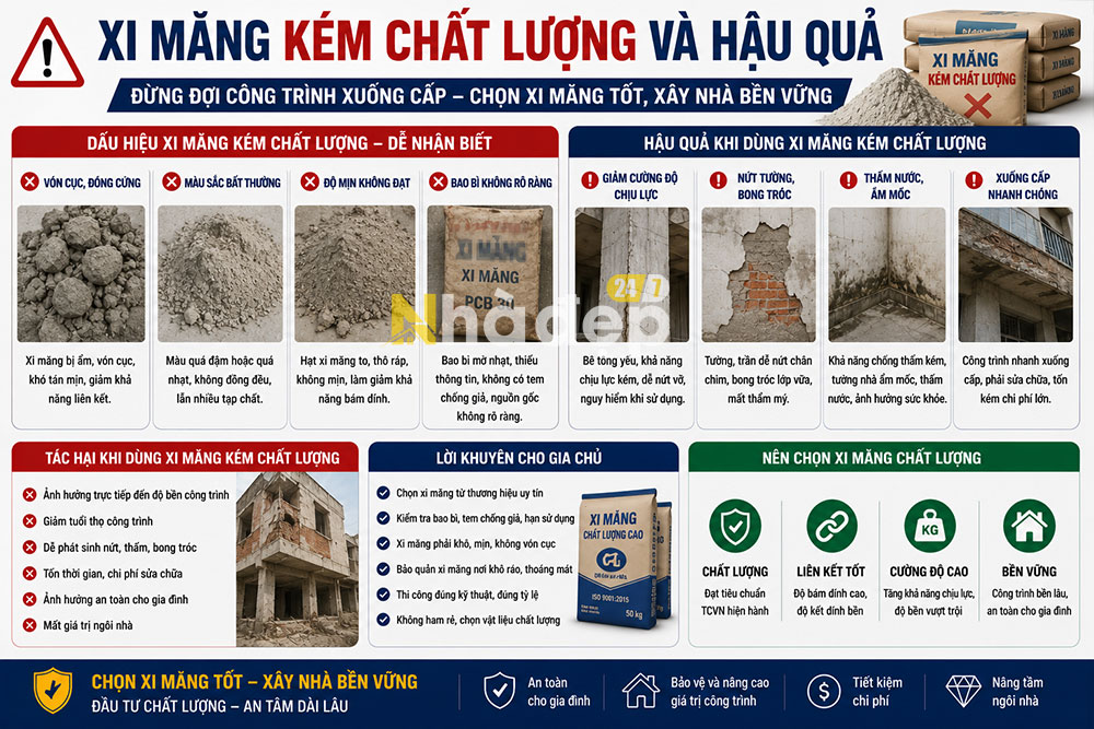 Hậu quả của việc sử dụng xi măng kém chất lượng