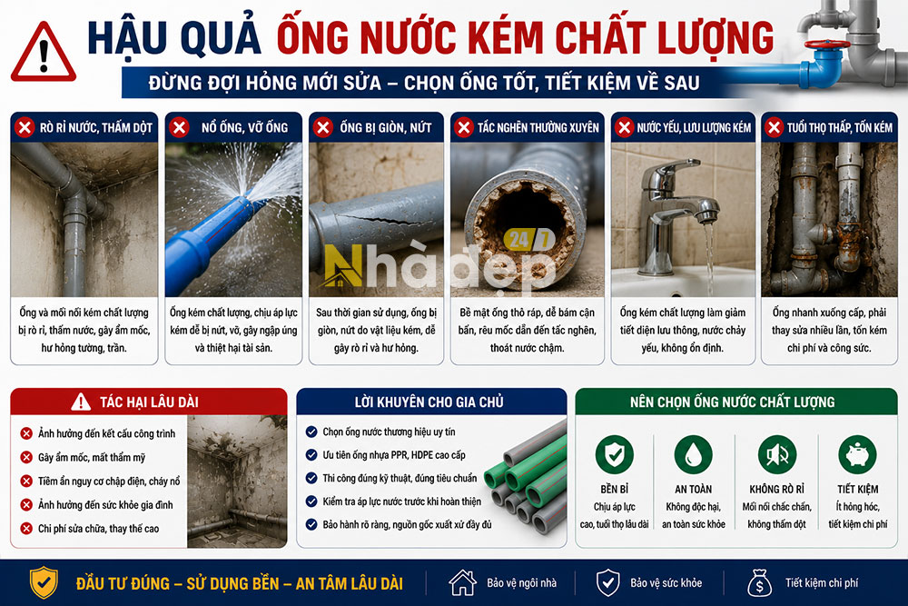 Hậu quả của việc lựa chọn ống nước kém chất lượng