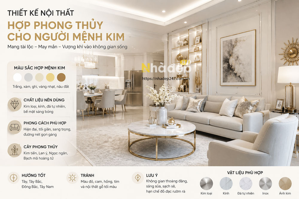 Thiết kế nội thất cho người mệnh kim