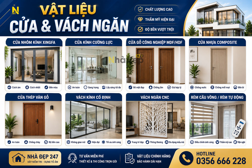 Danh sách vật liệu hoàn thiện phần vách ngăn