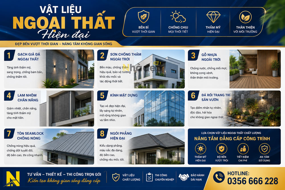 Danh sách các vật liệu hoàn thiện ngoại thất